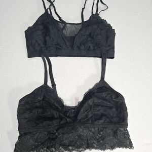 Bundle 2 Auden Women's Black Lace Bralette - Elegant Sheer Adjustable Size L